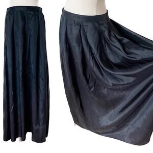 Vintage 80s black taffeta maxi skirt size medium M